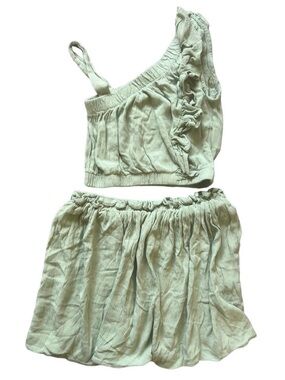 Vince Camuto Girls Mint Green 2-Piece Crop Top Skirt Outfit | 6X